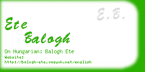 ete balogh business card